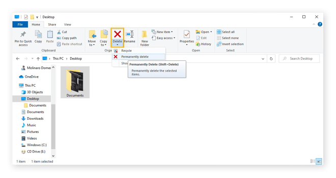 Erase online files windows